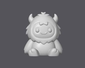 Miniatura Chibi de Yeti | Criatura Fantástica Fofa | Figura de Mesa Impressa em 3D | Decoração de Mesa | Presente para Amantes de Fantasia