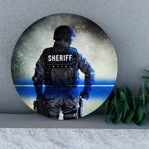 Deputy Sheriff with Blue Line Wooden Sign- Police, Officer, Law, Law Enforcement, Sheriff, Trooper, Deputy, Cop