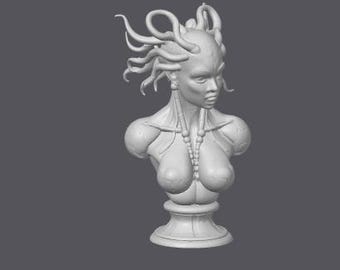 Estátua da Medusa nº 3 | Peça de Exibição Mitológica | Decoração Fantástica Impressa em 3D | Miniatura para Mesa | Escultura Mítica Sombria