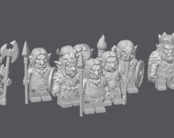 Conjunto de Miniaturas de Trolls Cultistas (Conjunto de 8) | Inimigos para RPG de Mesa | Criaturas Fantásticas Impressas em 3D | Miniaturas para Jogos de Guerra | Terreno de Fantasia Sombria