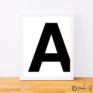 Letter A, Typography Print, Letter Print, Printable Monogram, Printable Art, Minimal Decor, Black and White Wall Art, Digital Download