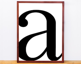 Serif Letter A, Typography Print, Letter Print, Printable Monogram, Printable Art, Minimal Decor, Black and White Wall Art, Digital Download