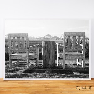 Bali Chairs, Black and White Photography Print, Printable Wall Art, Travel Photography, Gallery Wall, Engineer Print, Digital Download