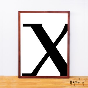 Serif Letter X, Typography Print, Letter Print, Printable Monogram, Printable Art, Minimal Decor, Black and White Wall Art, Digital Download