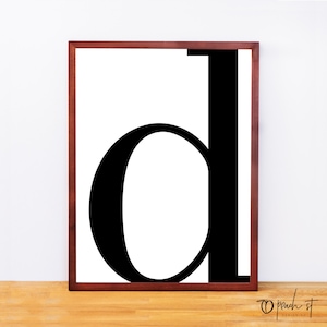 Letra Serif D, Impresión tipográfica, Impresión de letras, Monograma imprimible, Arte imprimible, Decoración mínima, Arte de pared en blanco y negro, Descarga digital