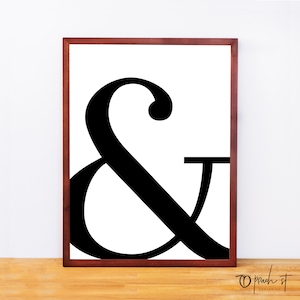Serif &, Typography Print, Ampersand Print, Printable Monogram, Printable Art, Minimal Decor, Black and White Wall Art, Digital Download