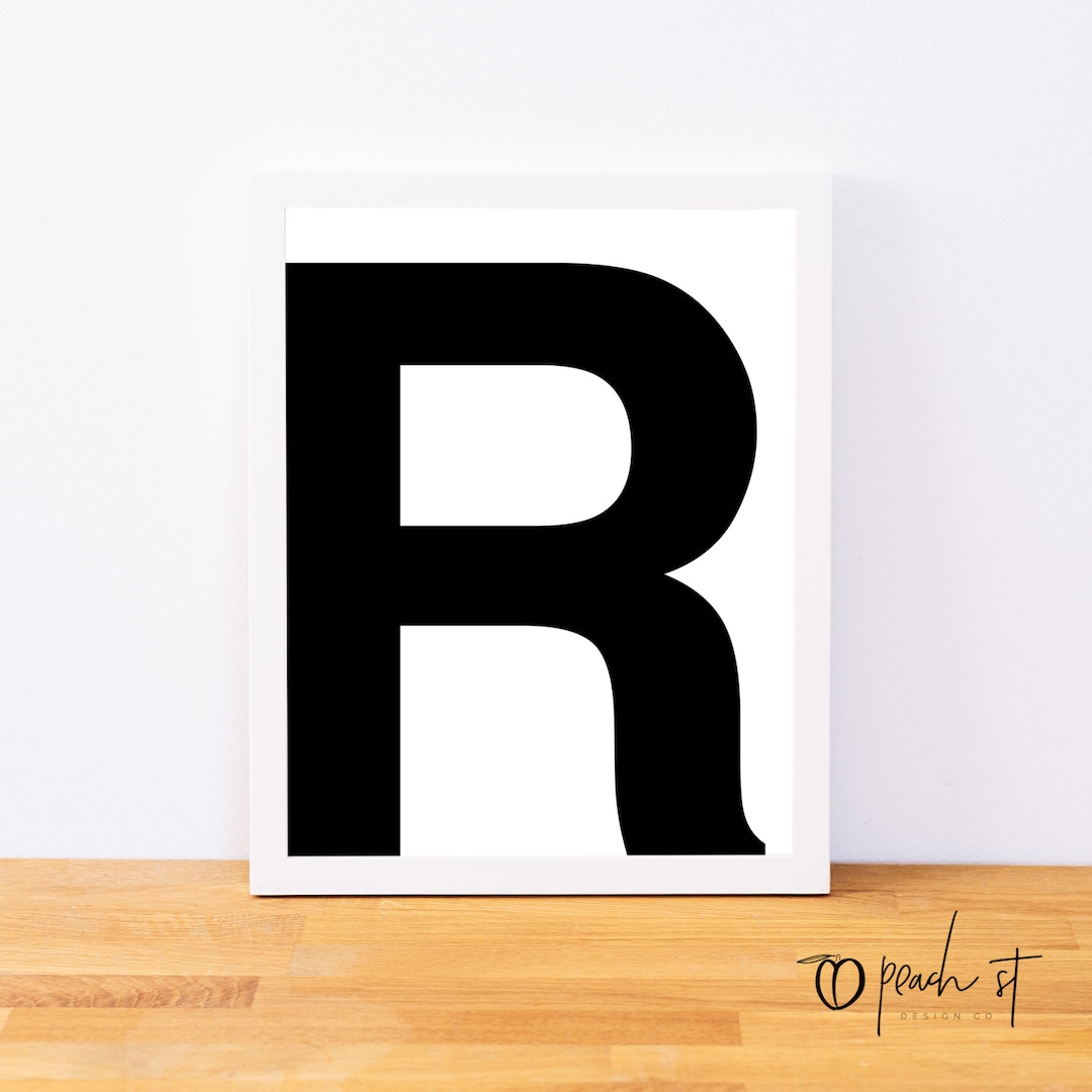 Letter R, Typography Print, Letter Print, Printable Monogram, Printable ...