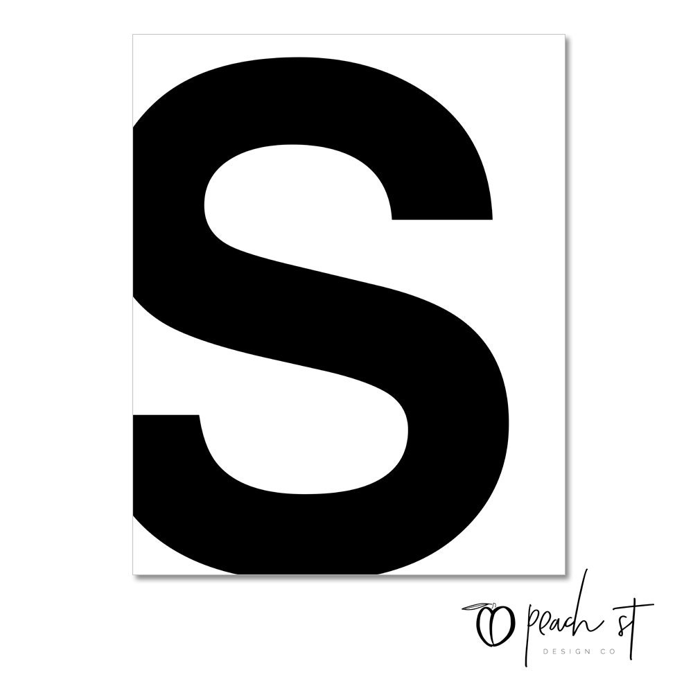 Letter S, Typography Print, Letter Print, Printable Monogram, Printable Art, Minimal Decor ...