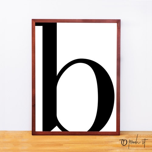Serif Letter B, Typography Print, Letter Print, Printable Monogram, Printable Art, Minimal Decor, Black and White Wall Art, Digital Download