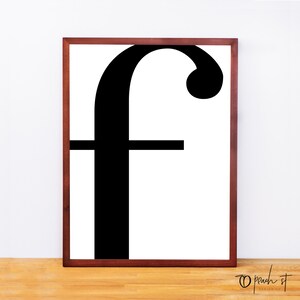 Serif Letter F, Typography Print, Letter Print, Printable Monogram, Printable Art, Minimal Decor, Black and White Wall Art, Digital Download