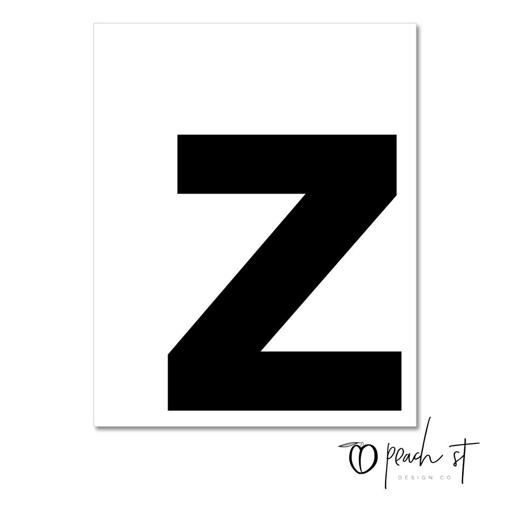 Lowercase Letter Z, Typography Print, Printable Monogram