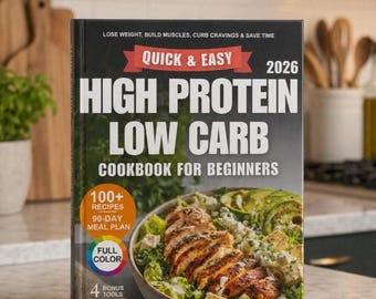 Quick & Easy High Protein Low Carb Kochbuch für Anfänger 2026 Printable PDF | Gesunder Mahlzeitenplan, Makrofreundliche Rezepte eBook