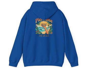 Pie Paradise tropical vintage sunset Hoodie | Pie.Or.Die back print