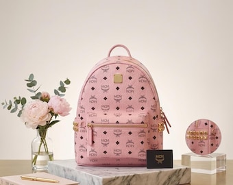 MCM Pink Visetos Mini Backpack – Monogram Leather Designer Rucksack | Luxury Travel Everyday Bag