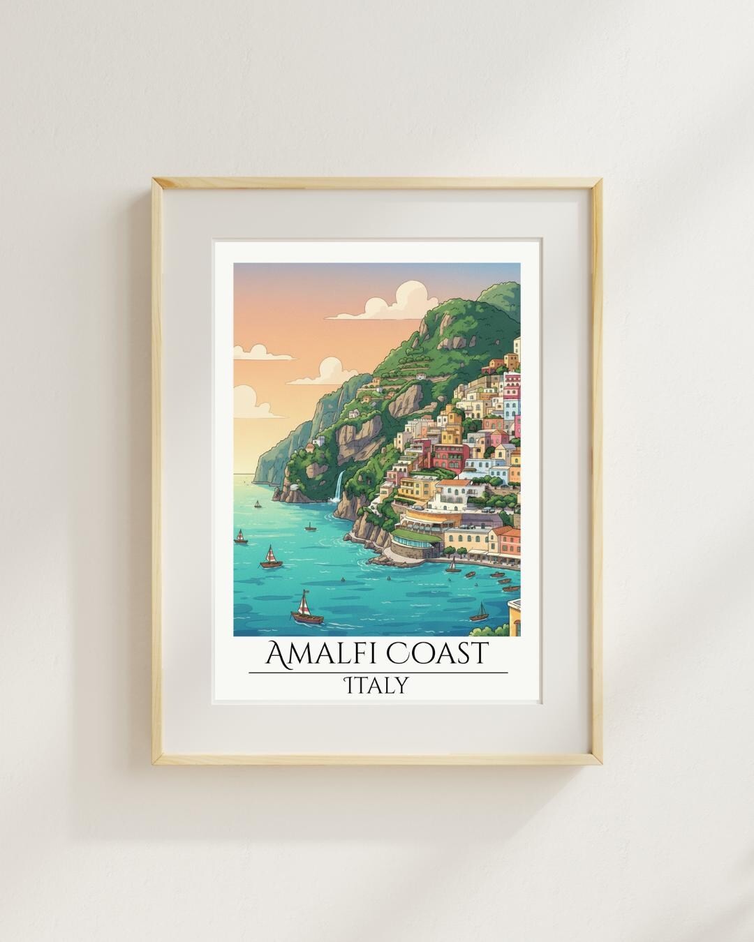 Amalfi Coast Travel Poster – Italy Coastal Wall Art Print - Etsy