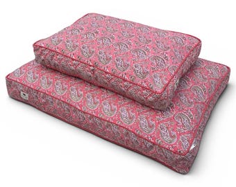 Pink Paisley Hand Block Printed Washable Dog Bed