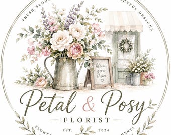 Watercolor Florist Logo Design | Elegant Floral Branding