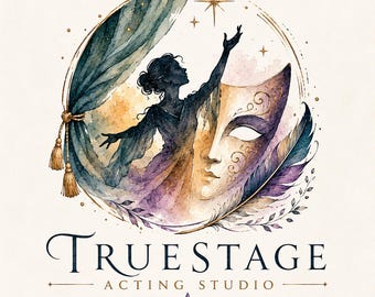 Custom Acting Studio Logo, Theatrical Masquerade Design, Small Business Branding