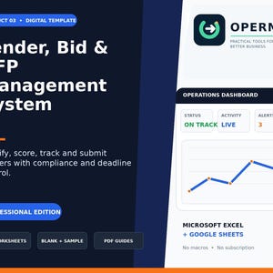 Tender, Bid & RFP Management System | Professional Excel + Google Sheets Template | Digital Download