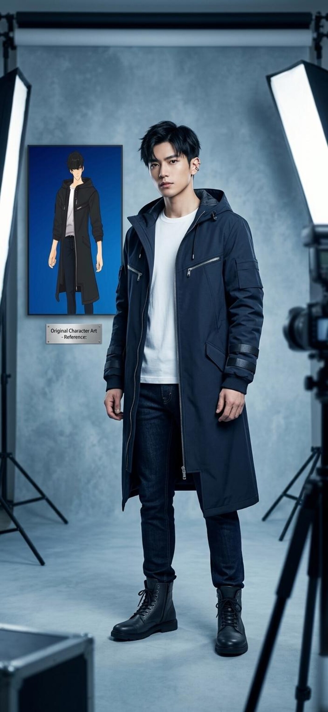 Anime Inspired Long Coat, Black Hooded Trench Cosplay Jacket