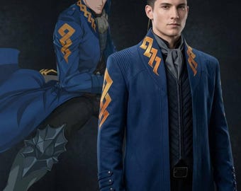 Devil May Cry Vergil Blue Trench Coat, Anime Game Cosplay Costume, Men's Long Jacket