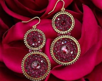 Pendientes bohemios | Cuentas de vidrio | Pendientes de cuentas | Myuiki | Hechos a mano | Pendientes de araña | Pendientes de perlas | Pendientes llamativos