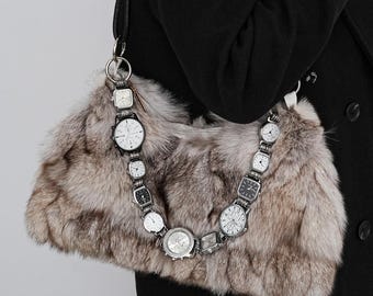 Vintage Silver Watch Bag Chain, Handmade Timepieces Shoulder Bag Strap, Unique Bag Accessory