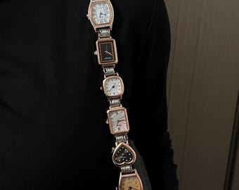 Brown Watch Purse Strap, Punk Timepiece Shoulder Bag Strap, Handmade Y2K Bag Accessory Gift
