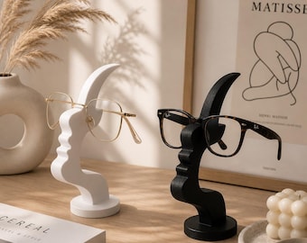 Soporte para gafas de diseño minimalista – Soporte abstracto para gafas con forma de rostro | Decoración estética para la oficina | Regalo original