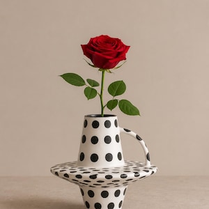 White and Black Polka Dots Vase - Etsy