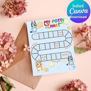 Blue Dog Potty Reward Chart - Kids Reward Chart - Training Chart - Chore Chart - Blue Dog Family Sticker Chart Sleeping Chart Gift for Kids