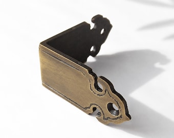 53mm Solid Brass Corner Protector Set Anchor L Plate Bracket Antique Brass