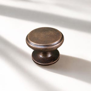 1" Brass Cabinet Knobs Antique Fortress Pattern Furniture Hardware
