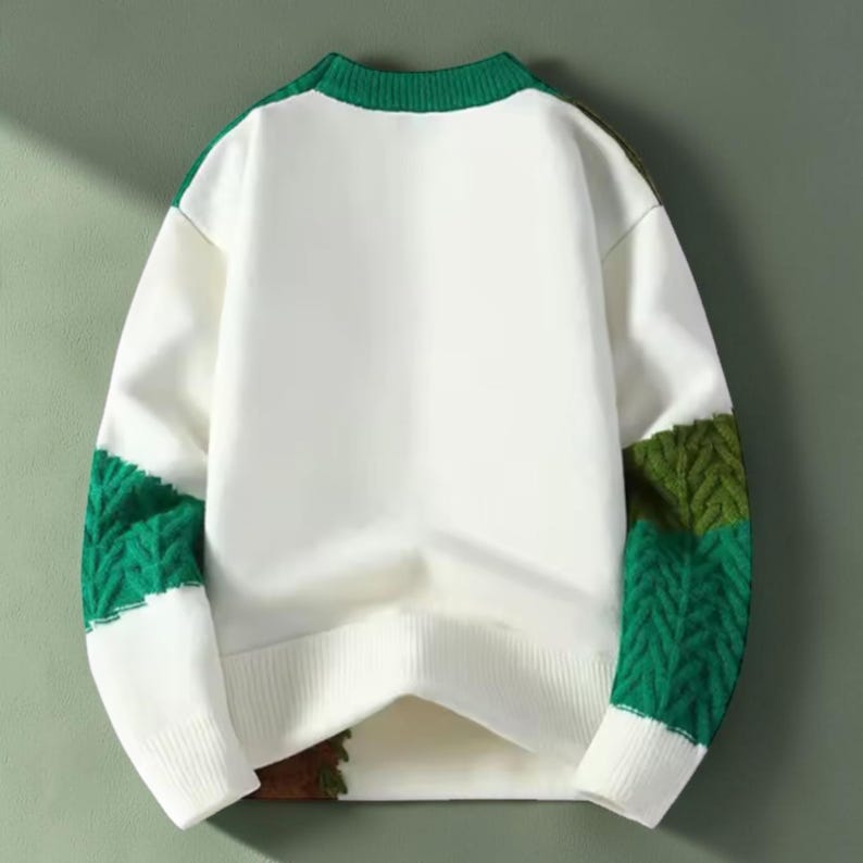 Mens Patchwork Sweater, Knit Sweater, Warm Winter Pullover, Casual Crew Neck Sweater, Fall Sweater for Men, Gift for Him
