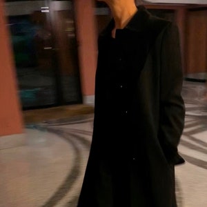 Vintage Woman Duster - Wool and Velvet Duster For Her - Tailored Woman Outerwear