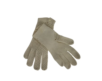 Vintage Crochet Lace Gloves - Cotton Blend, Medium