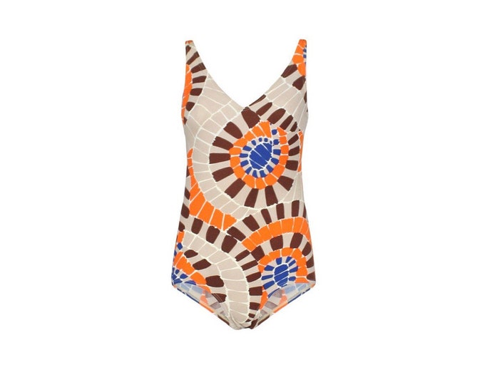 Optical 70s Vintage Woman's Swimsuit-  70s Vintage Beachwear - Woman's Vintage Bodysuit