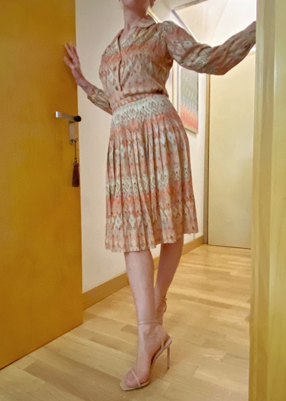Vintage 70s Woman's Suit - 70s Shirt and Skirt Sui