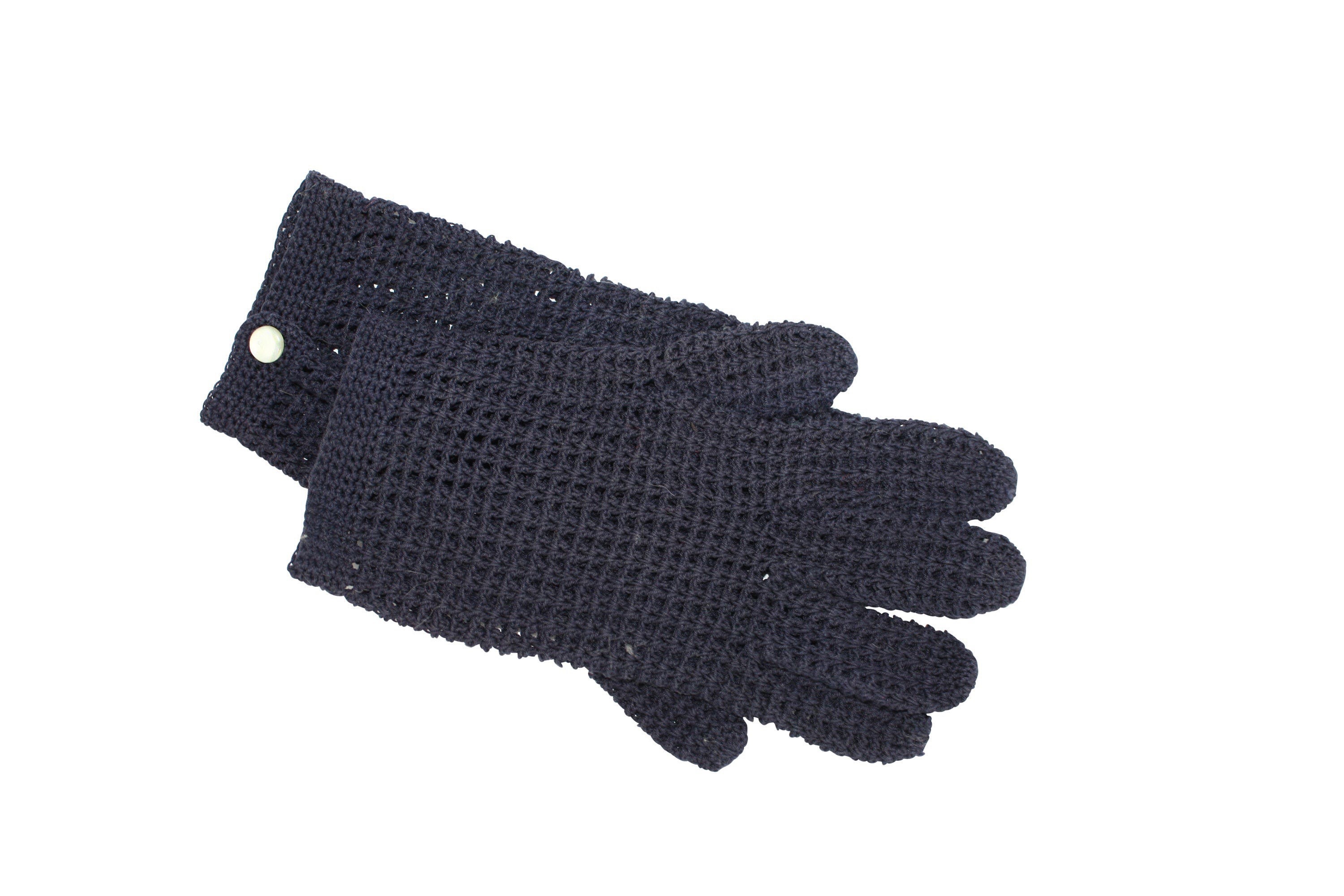 Gucci black GG logo macramé lace gloves