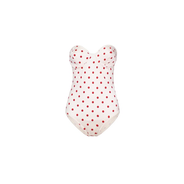 FENDI Vintage Woman's SwimSuit-  90s Vintage FENDI Beachwear - 90s Vintage Red Pois Bodysuit