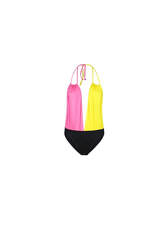 Vintage Fendi Swimsuit - Black Yellow Pink