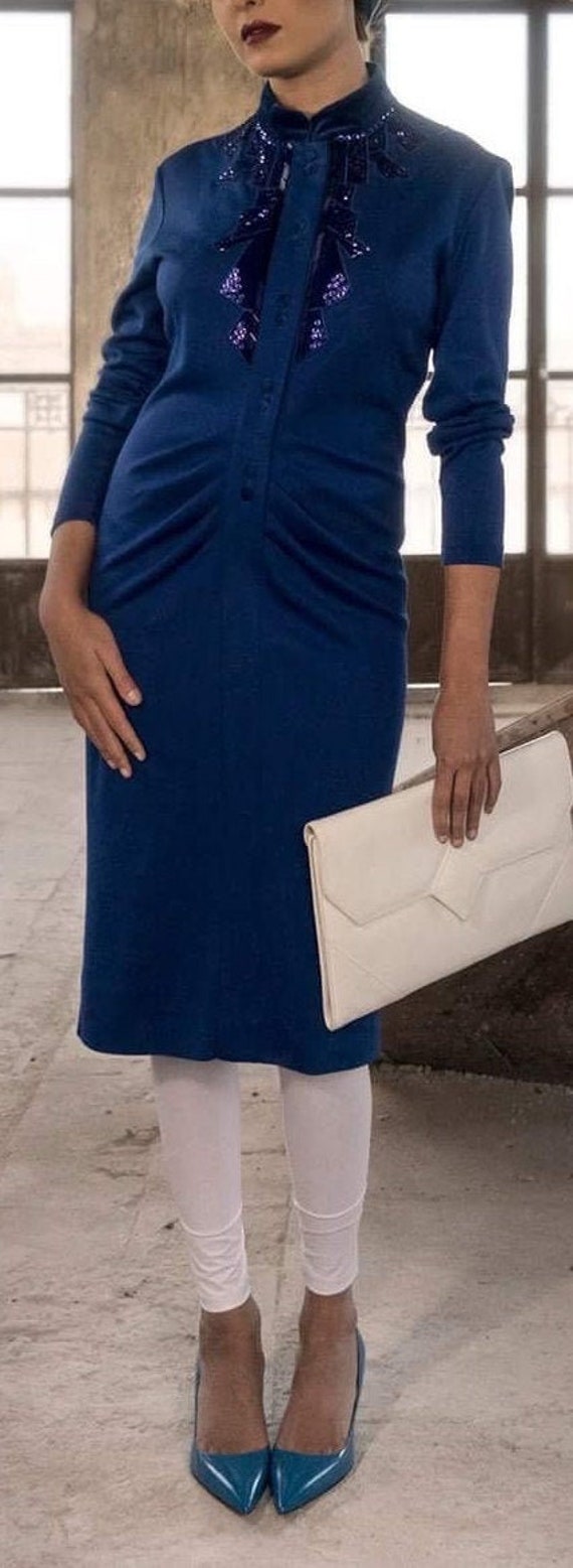 cobalt blue jersey dress Women's Cowl Neck Tie Back Jersey Midi Dress, Cobalt