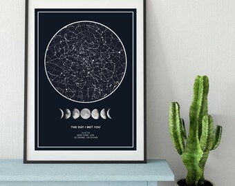 DOWNLOADABLE STARMAP - Star Chart, Night Sky Wall Art, Astrology Print, Constellation Print, Home Decor