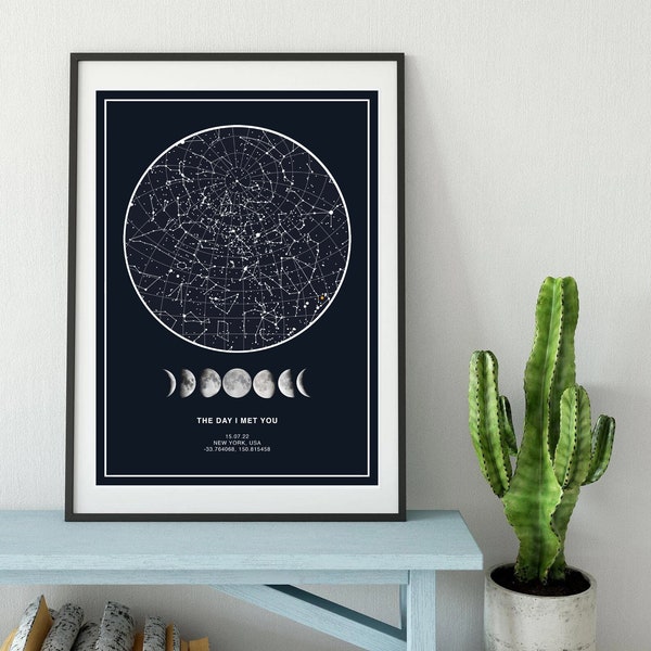 DOWNLOADABLE STARMAP - Star Chart, Night Sky Wall Art, Astrology Print, Constellation Print, Home Decor