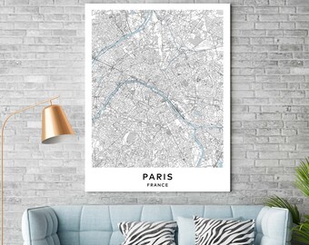 Kaartposter Parijs Frankrijk download muurposter van 11 x 14 inch | Stadsplattegronden Scandinavische kunstwerken | Muurkunst voor op kantoor