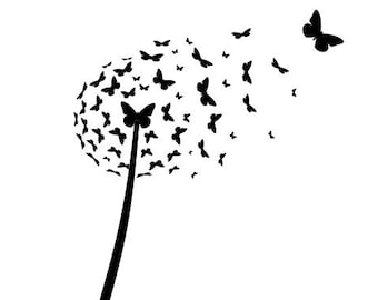 Paardebloem vlinder illustratie logo artwork clipart om je bedrijf af te drukken Blog of website - webdesign - grafisch ontwerp