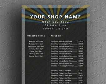 Sjabloon met afbeelding voor prijslijst voor je online winkel of fysieke winkel. Zelf bewerken in MS Word en afdrukken