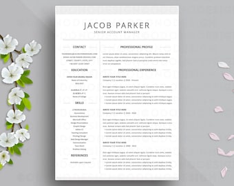 resume template word 3 page professional cv cover letter etsy