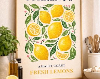 Sorrentocitroen amalfi muurkunst print, moderne kunst, keuken muur print, woondecoratie, cadeau, prenten, posters, kunst aan de muur, keuken, keuken INSTANT DOWNLOAD