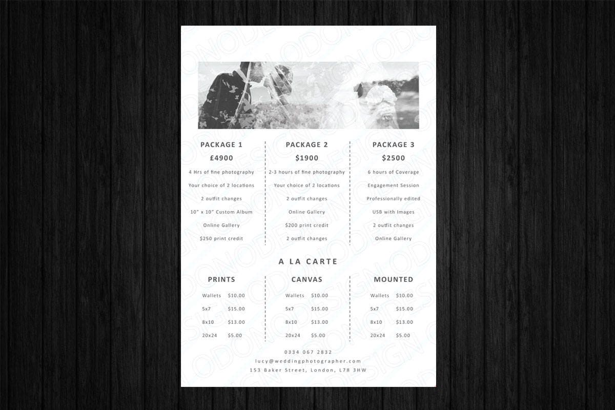 Printable Artwork Photography Pricing Template Price Guide - Etsy